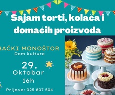 PRIJAVE za Sajam torti, kolača i domaćih proizvoda do 24. oktobra